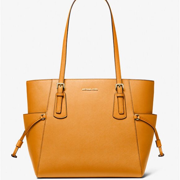 New Michael Kors Voyager Large Saffiano Leather Tote Pop Orange - Picture 1 of 2
